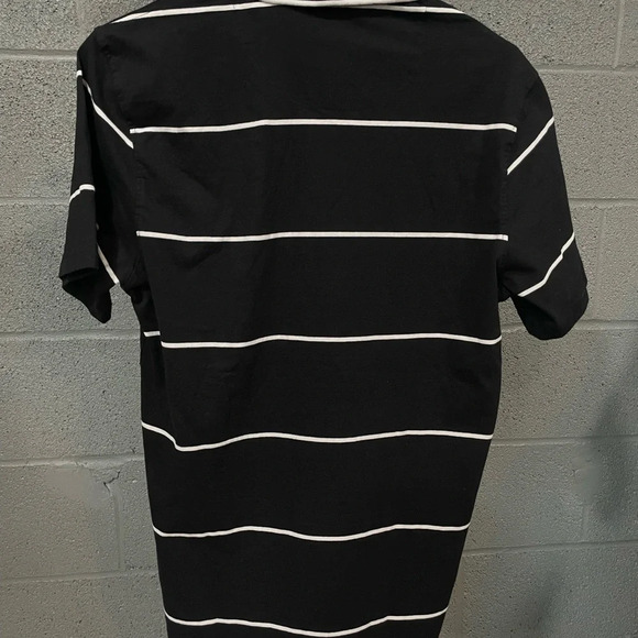 Black and White Striped Polo Shirt - Picture 2 of 3